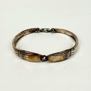 Vintage Silver Plated Spoon Bracelet with Intricate Design